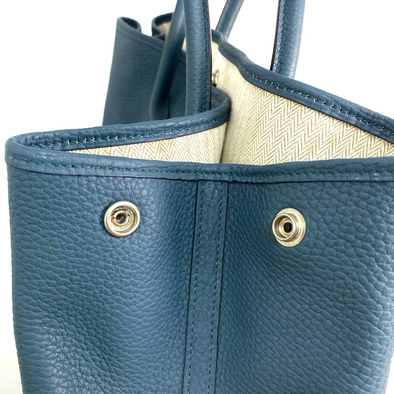 △ Hermes 愛馬仕 Grey Blue Negonda Calfskin Palladium Plated Metal Garden Party 36 Tote Bag Stamp [P] 灰藍色壓紋小牛皮鍍鈀金屬托特袋[P]刻 - 257023820-14