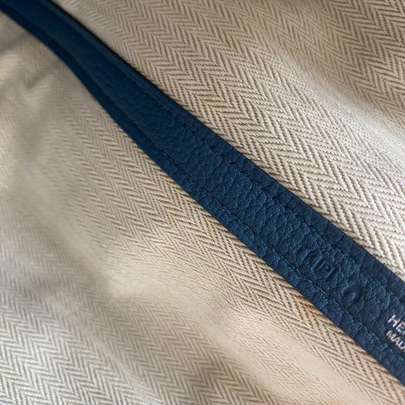 △ Hermes 愛馬仕 Grey Blue Negonda Calfskin Palladium Plated Metal Garden Party 36 Tote Bag Stamp [P] 灰藍色壓紋小牛皮鍍鈀金屬托特袋[P]刻 - 257023820-22
