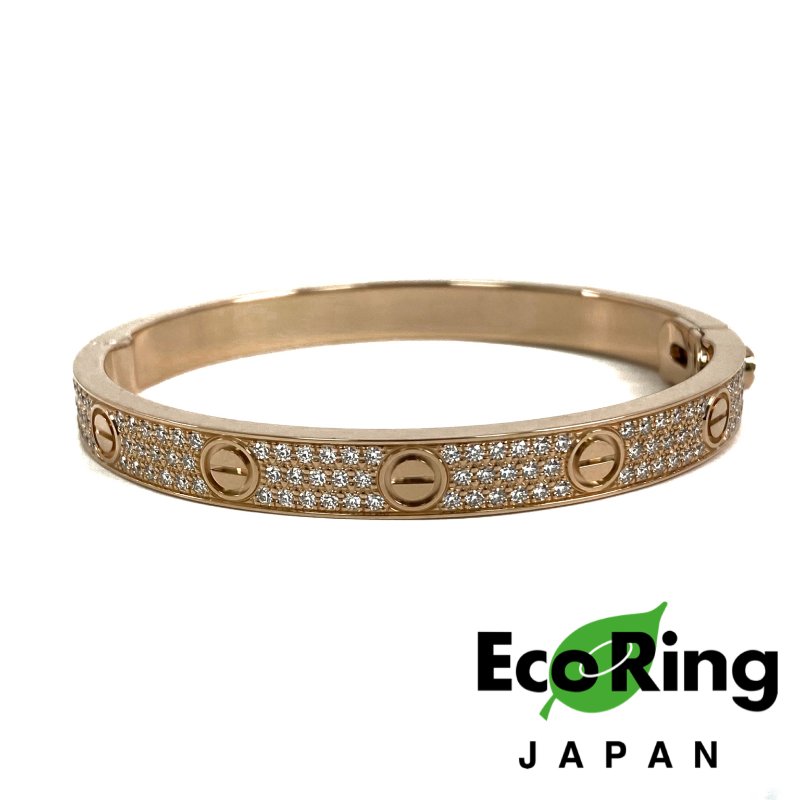 △ Cartier 卡地亞 18K Rose Gold Diamonds Love Bangle #17 46.19g 18K玫瑰金鑽石手鐲 - 257024048-0