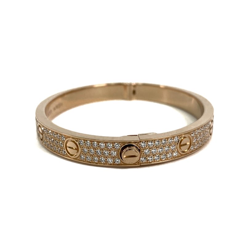 △ Cartier 卡地亞 18K Rose Gold Diamonds Love Bangle #17 46.19g 18K玫瑰金鑽石手鐲 - 257024048-4