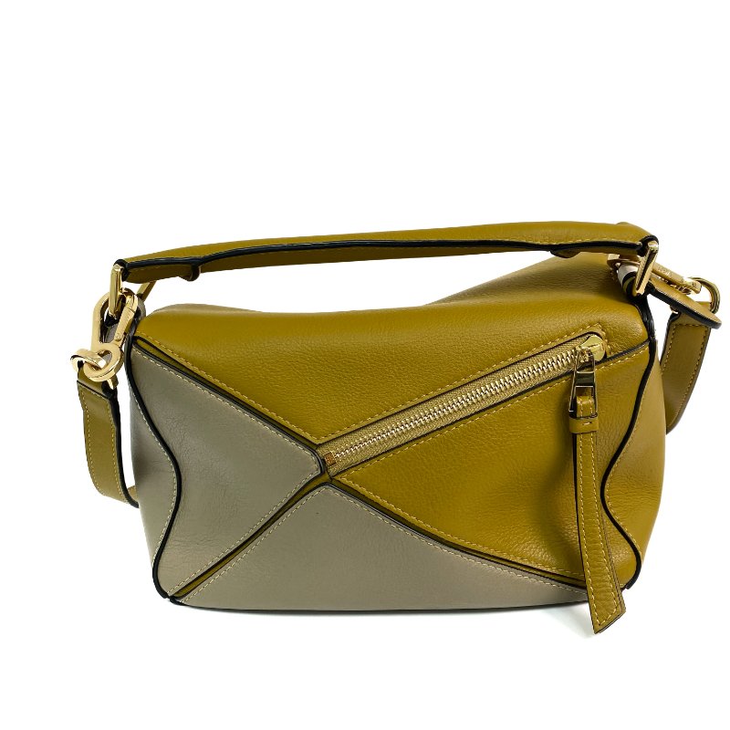 △ Loewe 羅意威 Beige, Yellow Brown And Grey Calfskin Puzzle 2 Way Bag 米白色, 土黃色, 灰色小牛皮兩用袋 - 257023987-2