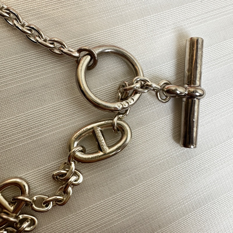 愛馬仕/Hermes Farandole 豬鼻子造型純銀長項鍊160cm 925銀-10