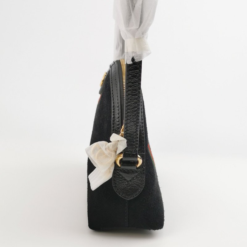 Gucci Ophidia小號帆布翻毛皮油蠟皮撞色條紋雙G斜挎包單肩包-2