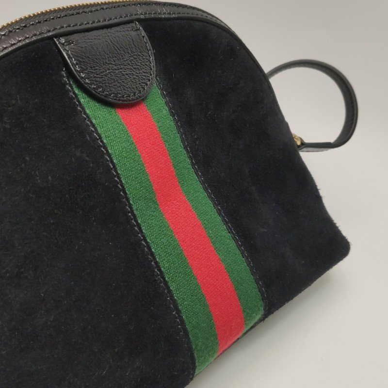 Gucci Ophidia小號帆布翻毛皮油蠟皮撞色條紋雙G斜挎包單肩包-14