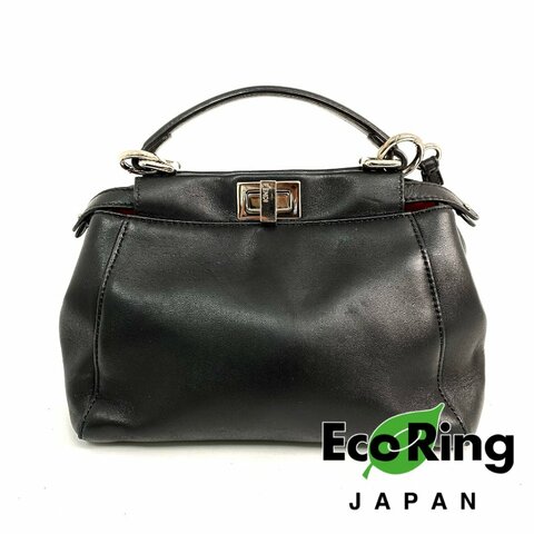 △ Fendi 芬迪 Black Calfskin Peekaboo Mini 2 Way Bag 8BN244 黑色小牛皮兩用袋 - 257024219