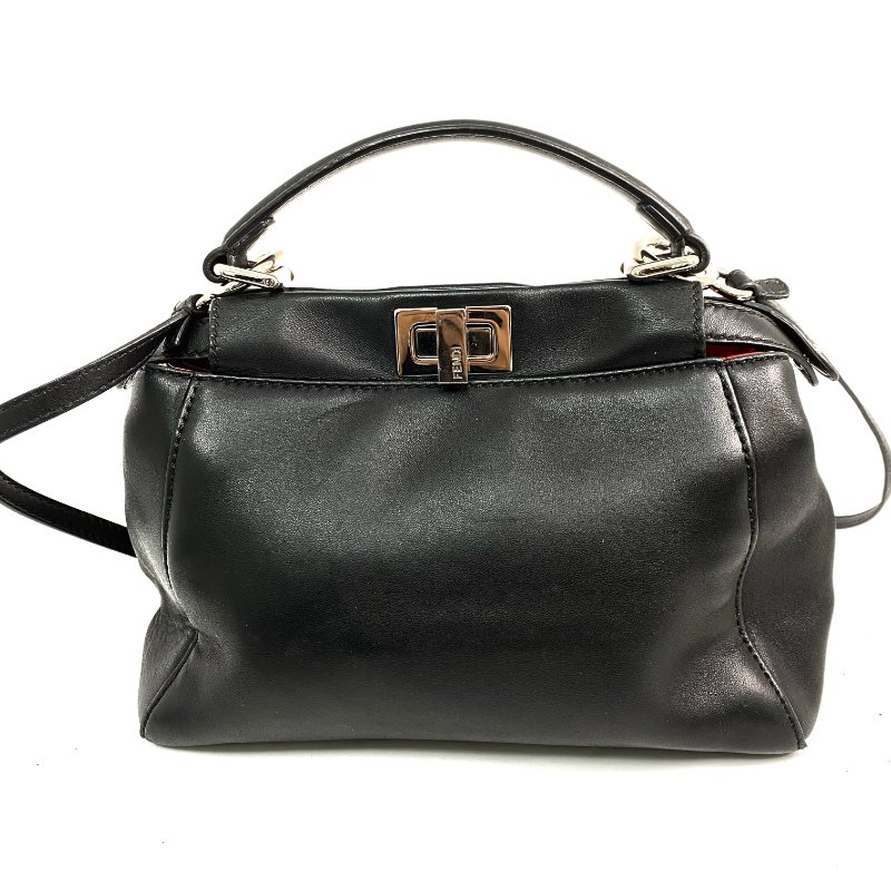 △ Fendi 芬迪 Black Calfskin Peekaboo Mini 2 Way Bag 8BN244 黑色小牛皮兩用袋 - 257024219-1