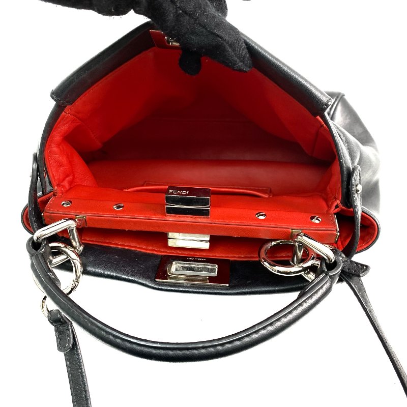 △ Fendi 芬迪 Black Calfskin Peekaboo Mini 2 Way Bag 8BN244 黑色小牛皮兩用袋 - 257024219-14