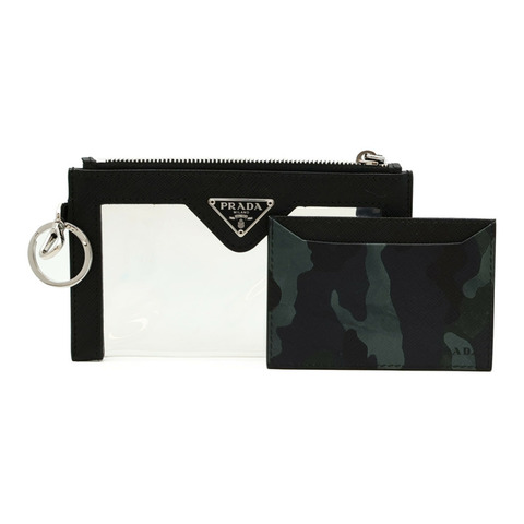 PRADA 皮革Card Case銀扣卡片套