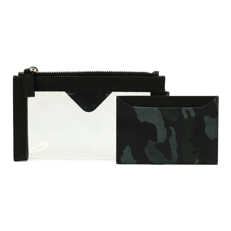 PRADA 皮革Card Case銀扣卡片套-1