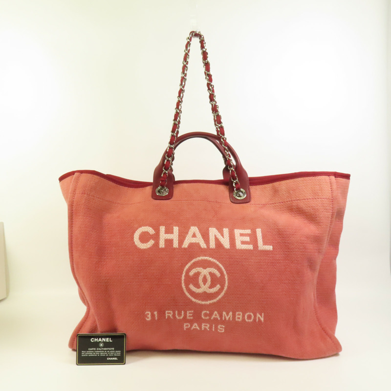CHANEL 帆布Deauville Tote Extra Large銀扣手挽肩背兩用袋-10
