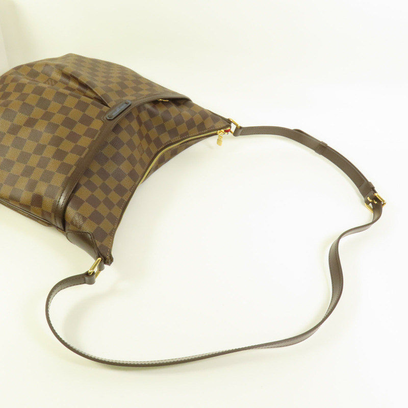 LOUIS VUITTON Damier Bloomsbury PM金扣肩背袋棕色-4