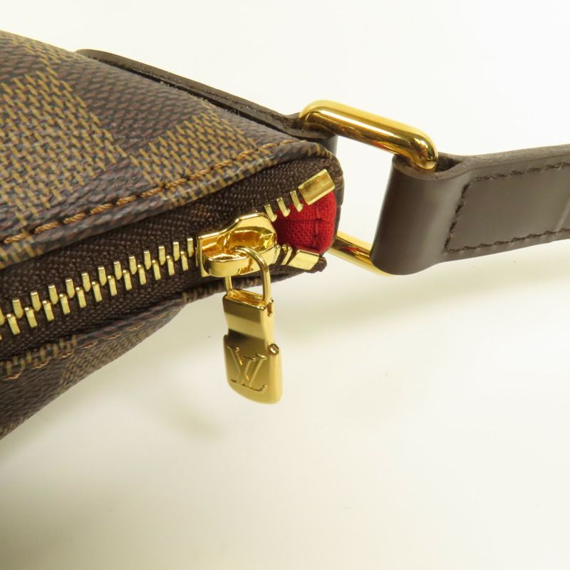 LOUIS VUITTON Damier Bloomsbury PM金扣肩背袋棕色-6