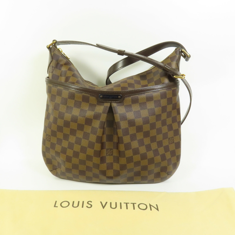LOUIS VUITTON Damier Bloomsbury PM金扣肩背袋棕色-11