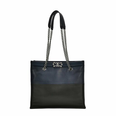 Chanel BoyBag牛皮拼色方形雙C鎖扣單肩包