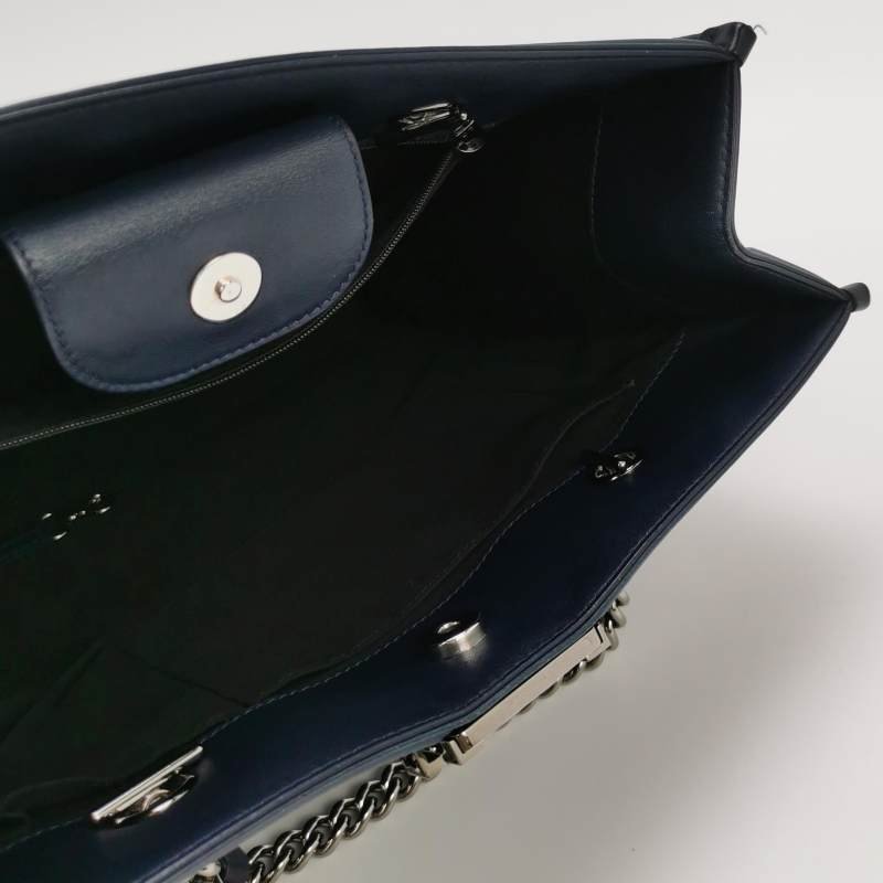 Chanel BoyBag牛皮拼色方形雙C鎖扣單肩包-6