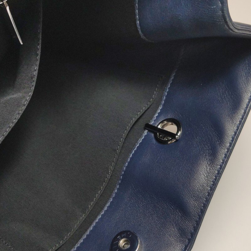 Chanel BoyBag牛皮拼色方形雙C鎖扣單肩包-10