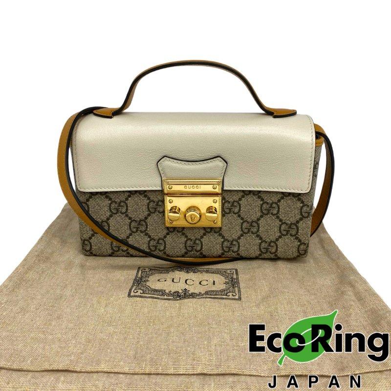 ☆ Gucci 古馳 Beige Coated Canvas Padlock Mini 2Way Bag 652683 米色塗層帆布兩用袋 652683 - 257024526-0