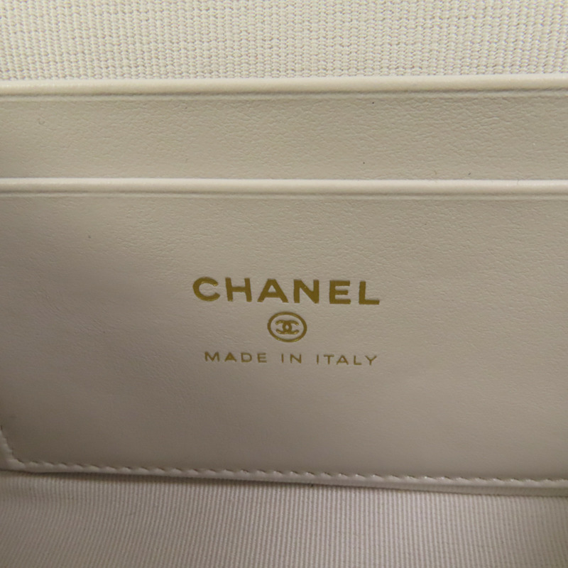 CHANEL 牛皮皮革Vanity Case金扣鏈帶手挽肩背兩用袋-7