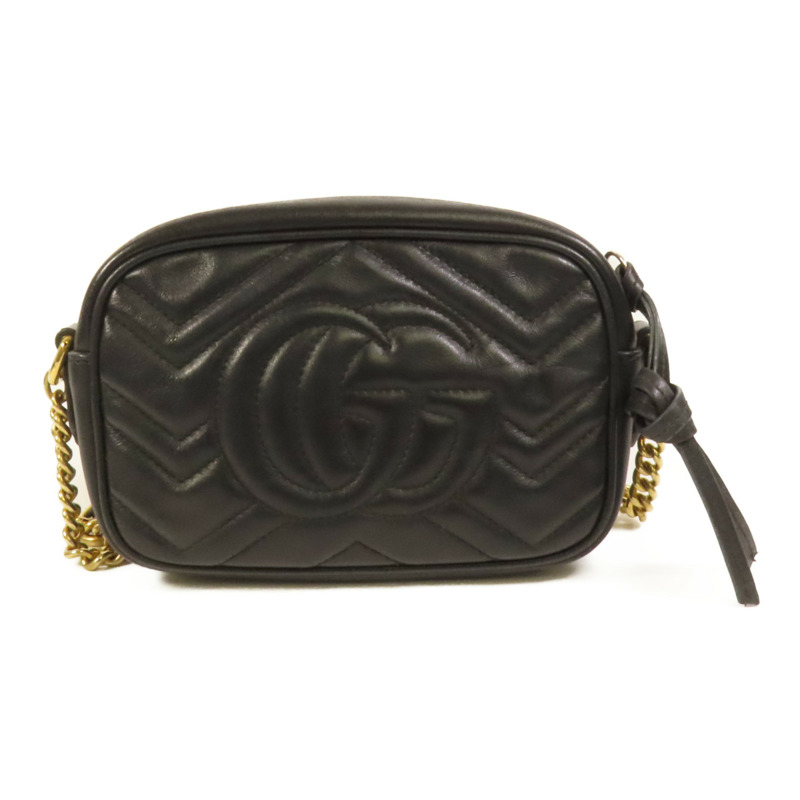 GUCCI 牛皮皮革GG Marmont Mini金扣肩背袋-1