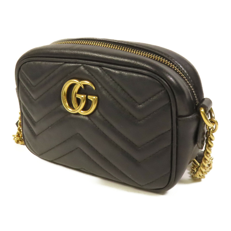 GUCCI 牛皮皮革GG Marmont Mini金扣肩背袋-2