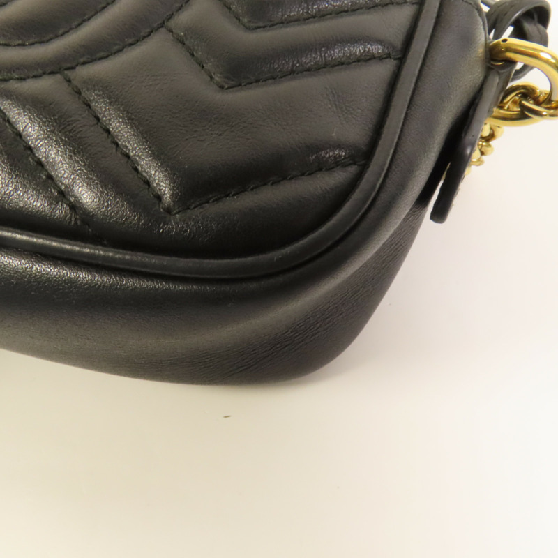 GUCCI 牛皮皮革GG Marmont Mini金扣肩背袋-11