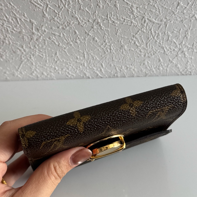 LV花紋金釦烏瑪舒曼三折短夾-4