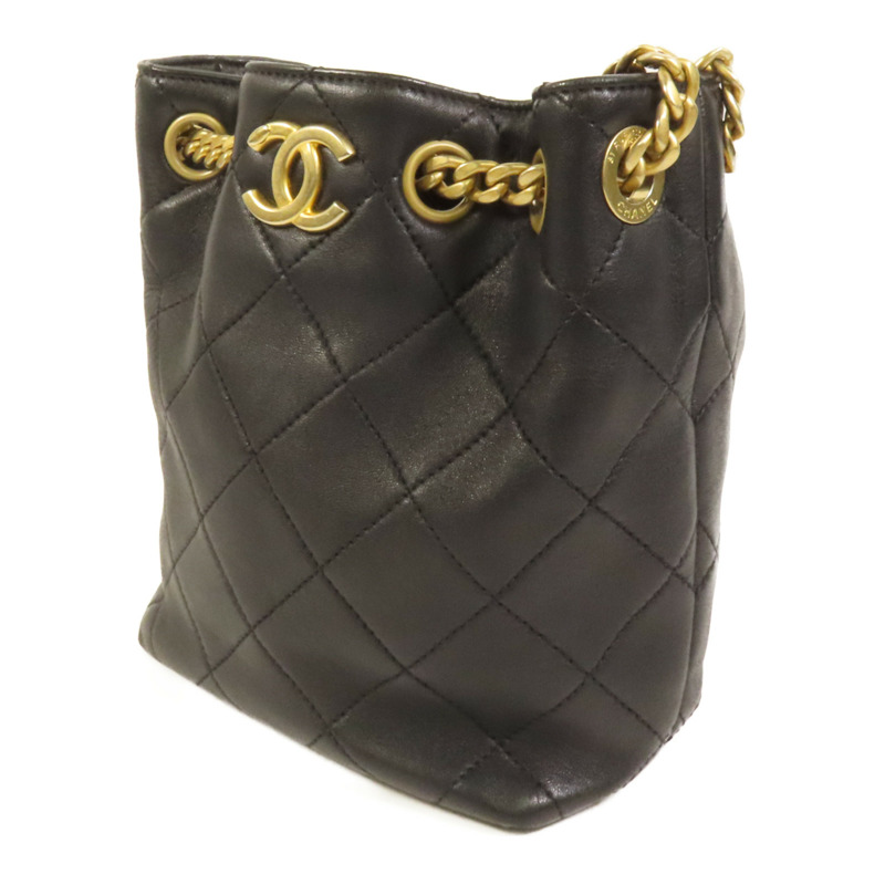 CHANEL 牛皮皮革Chain Shoulder金扣鏈帶肩背袋-2