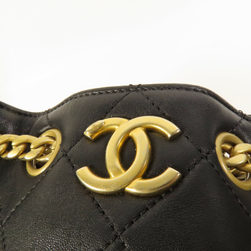 CHANEL 牛皮皮革Chain Shoulder金扣鏈帶肩背袋-6