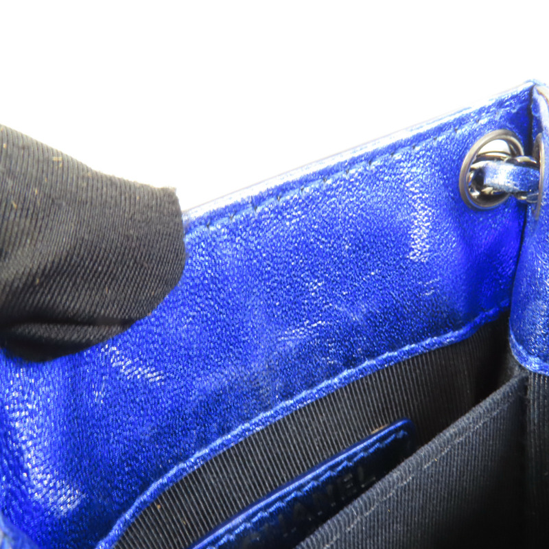 CHANEL 漆皮皮革Chain Shoulder銀扣鏈帶肩背袋-15