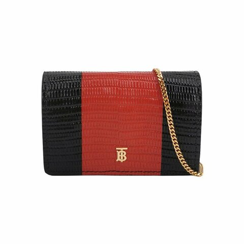 Burberry牛皮拼色TB標誌斜挎包 9.8新