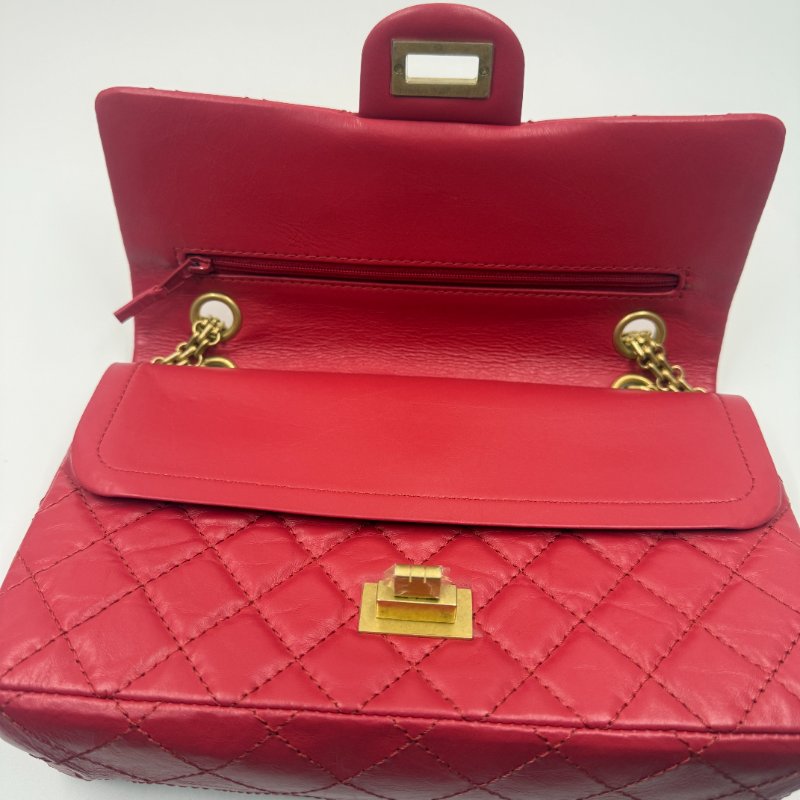 香奈兒2.55紅金單肩斜挎包-6