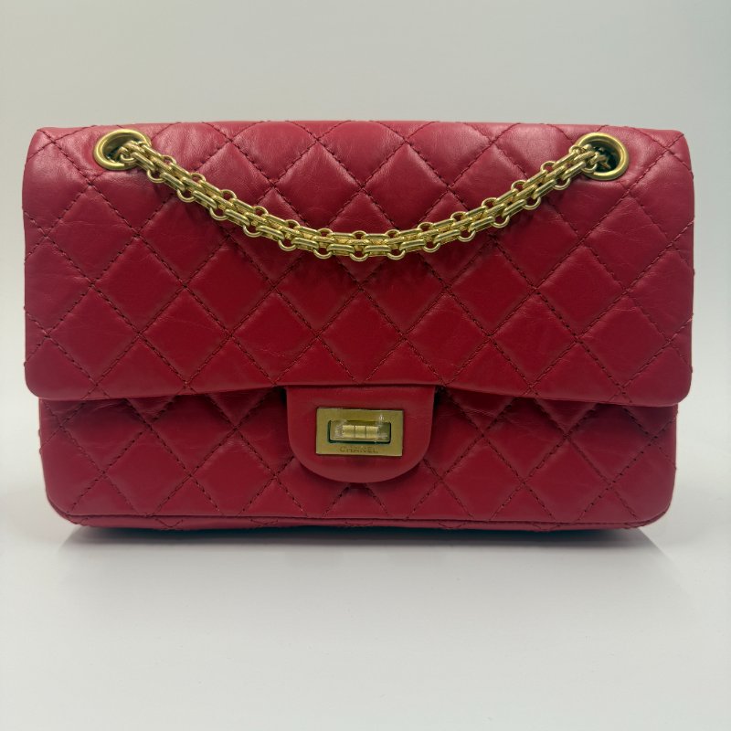 香奈兒2.55紅金單肩斜挎包-10
