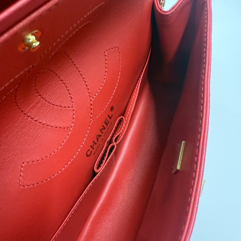 香奈兒2.55紅金單肩斜挎包-16