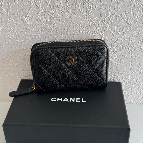 Chanel黑荔枝金雙C ㄇ拉零錢包👛 超好用