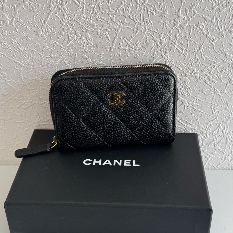 Chanel黑荔枝金雙C ㄇ拉零錢包👛 超好用-0