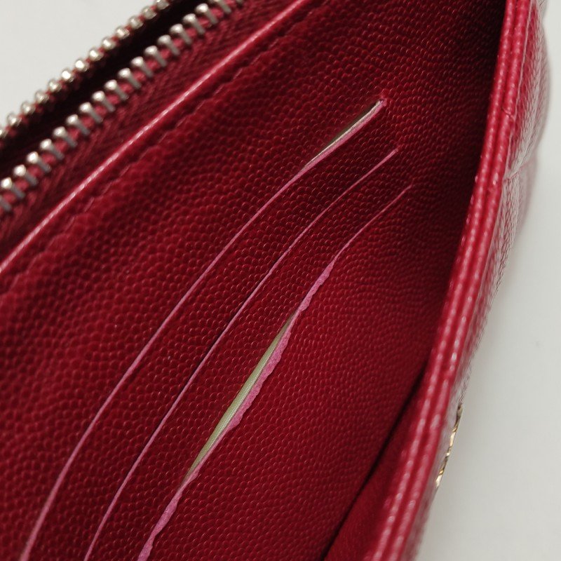 Chanel牛皮純色菱格絎縫雙C logo錢包-8