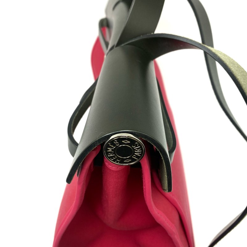 △ Hermes 愛馬仕 Herbag 39 Deep Green, Hotpink Canvas Smooth Calfskin Palladium-plated Hardware 2Way Bag Stamp A 深綠色, 亮粉色帆布光滑小牛皮銀扣兩用袋 A刻 -257024472-5