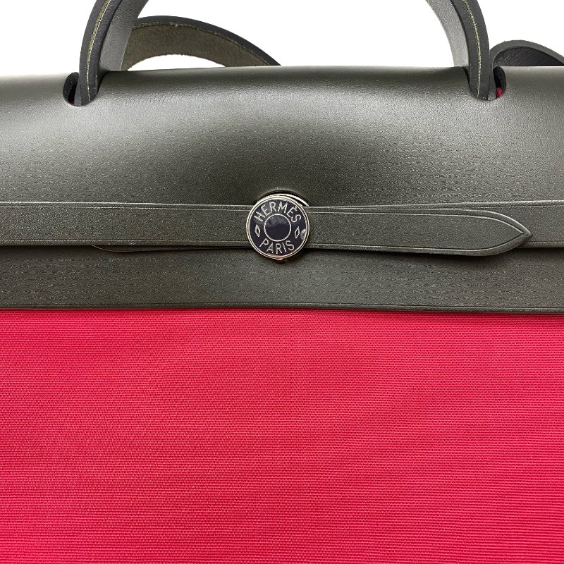 △ Hermes 愛馬仕 Herbag 39 Deep Green, Hotpink Canvas Smooth Calfskin Palladium-plated Hardware 2Way Bag Stamp A 深綠色, 亮粉色帆布光滑小牛皮銀扣兩用袋 A刻 -257024472-6