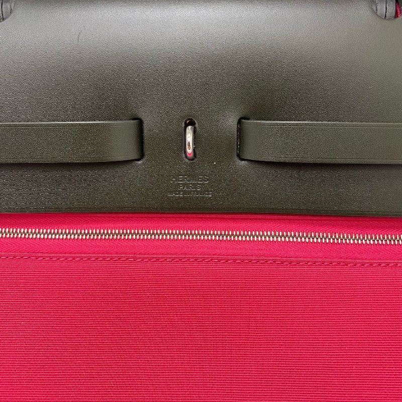 △ Hermes 愛馬仕 Herbag 39 Deep Green, Hotpink Canvas Smooth Calfskin Palladium-plated Hardware 2Way Bag Stamp A 深綠色, 亮粉色帆布光滑小牛皮銀扣兩用袋 A刻 -257024472-7