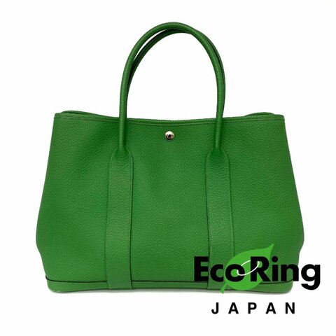 △ Hermes 愛馬仕 Garden Party 36 Green Negonda Calfskin Palladium-plated Hardware Tote Bag Stamp T 綠色壓紋小牛皮銀扣托特袋T刻 -257024695