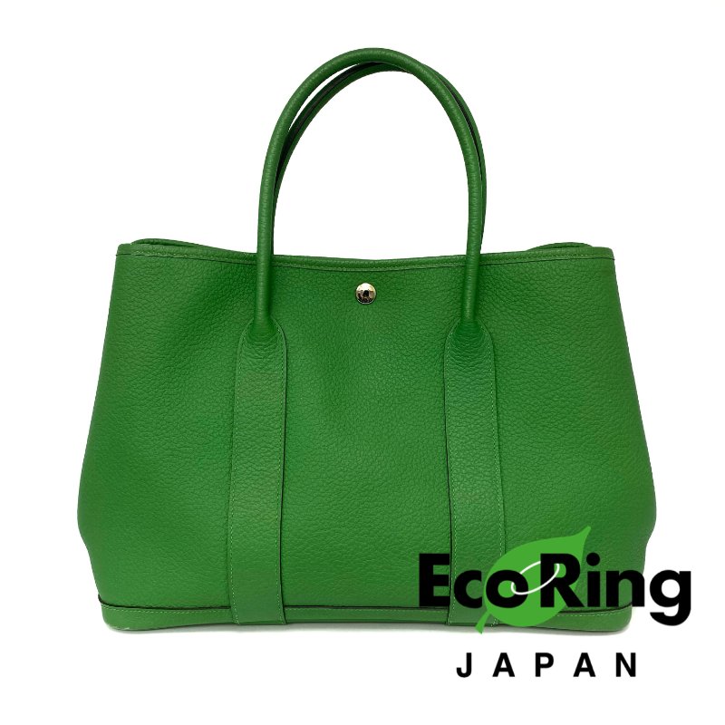 △ Hermes 愛馬仕 Garden Party 36 Green Negonda Calfskin Palladium-plated Hardware Tote Bag Stamp T 綠色壓紋小牛皮銀扣托特袋T刻 -257024695-0