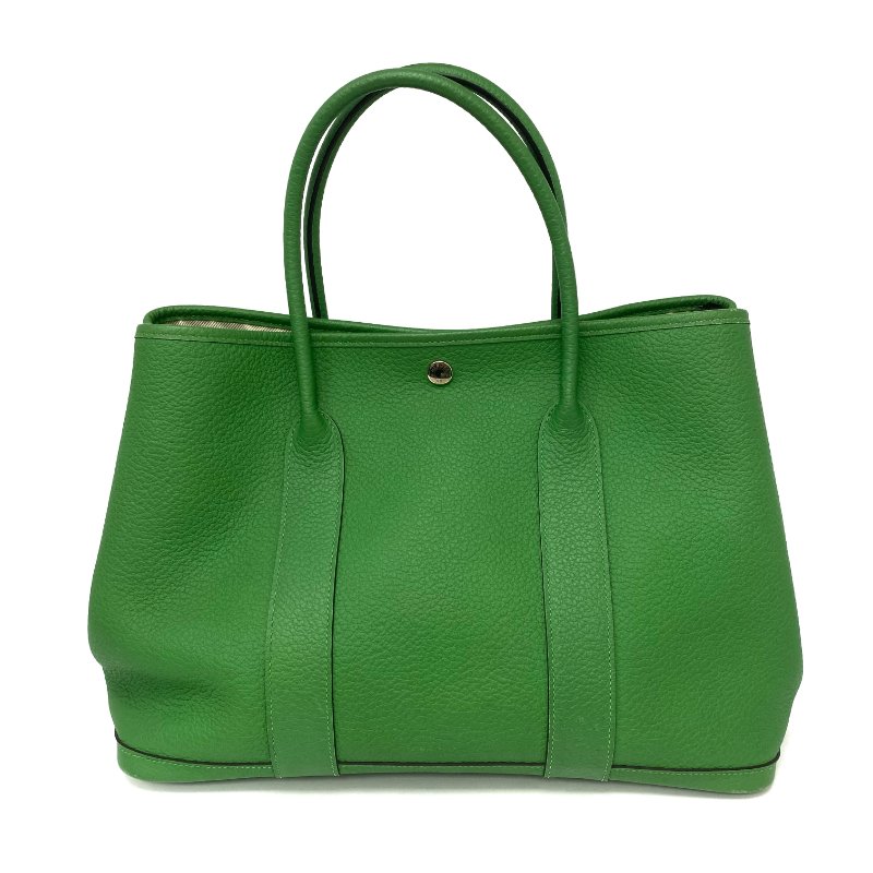 △ Hermes 愛馬仕 Garden Party 36 Green Negonda Calfskin Palladium-plated Hardware Tote Bag Stamp T 綠色壓紋小牛皮銀扣托特袋T刻 -257024695-1