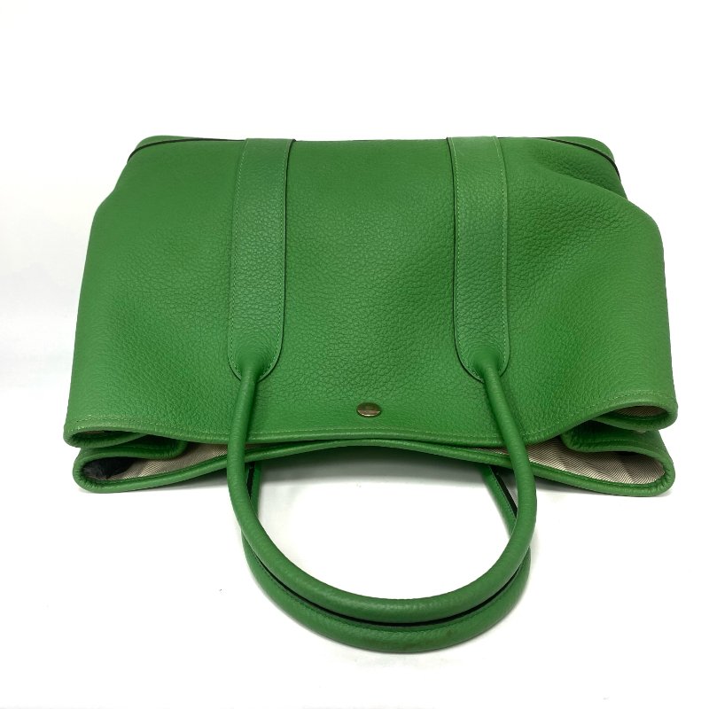 △ Hermes 愛馬仕 Garden Party 36 Green Negonda Calfskin Palladium-plated Hardware Tote Bag Stamp T 綠色壓紋小牛皮銀扣托特袋T刻 -257024695-8