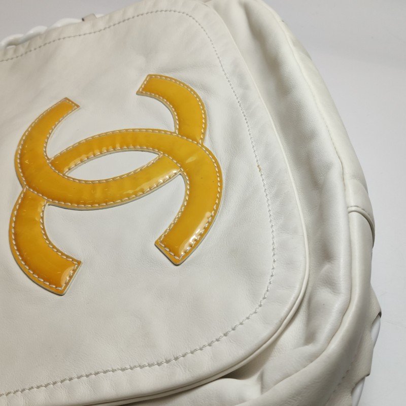 Chanel牛皮拼色雙C logo單肩包-18