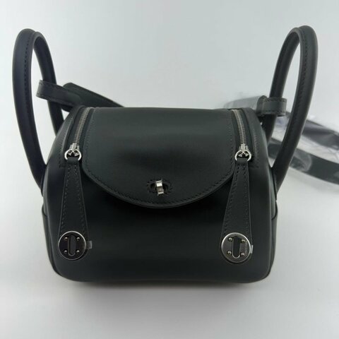 HERMES 黑銀Lindy mini 手提斜挎包