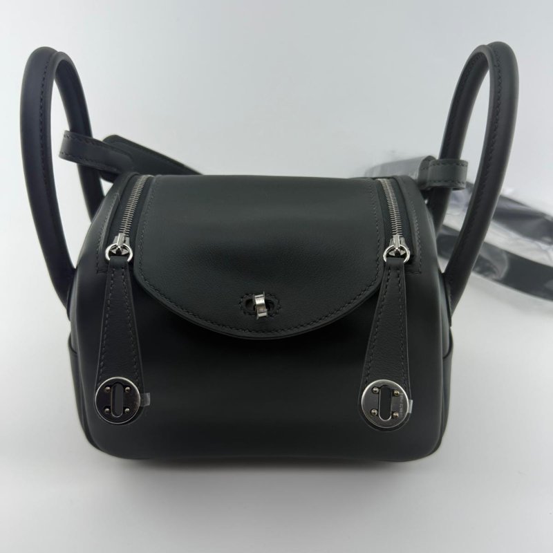 HERMES 黑銀Lindy mini 手提斜挎包-7
