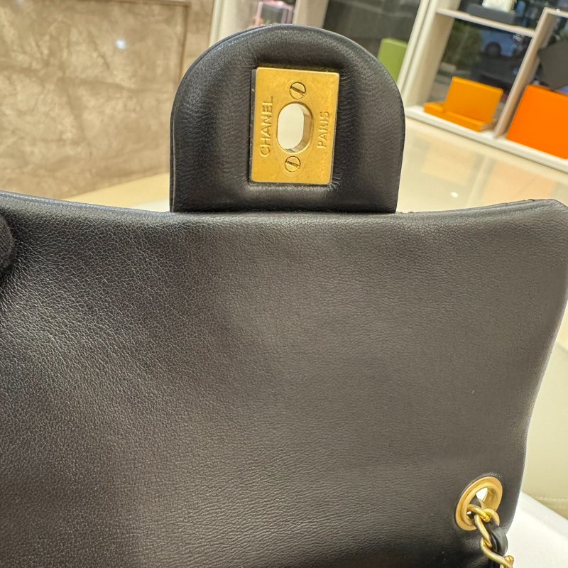 *SHIHNA名牌精品* CHANEL mini coco CF17 黑金羊皮核桃金球 方胖子-5