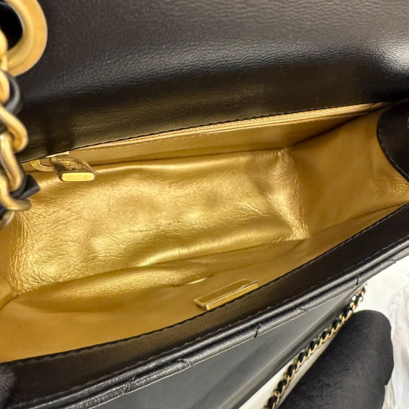 *SHIHNA名牌精品* CHANEL mini coco CF17 黑金羊皮核桃金球 方胖子-6