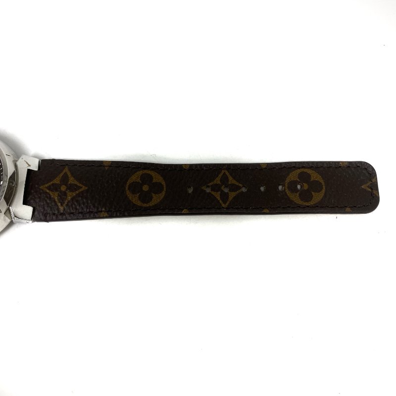 △ Louis Vuitton 路易威登 Brown Coated Canvas Strap Silver Stainless Steel Quartz Watch QA072 啡色塗層帆布錶帶銀色不鏽鋼石英手錶 QA072 -257024436-6