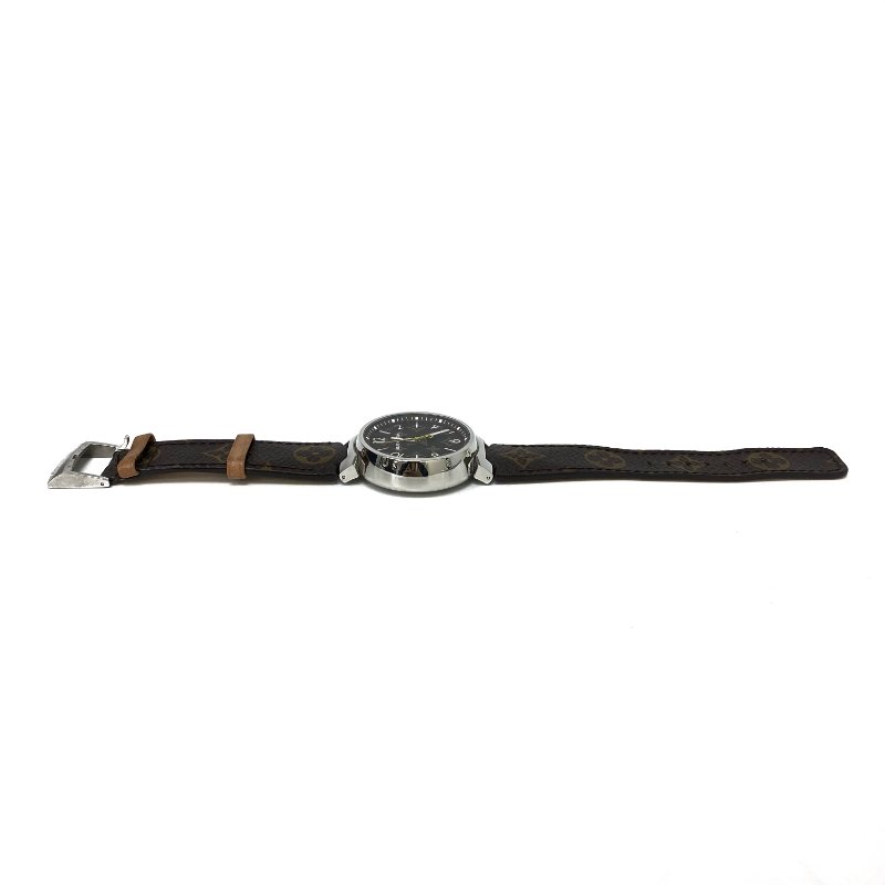 △ Louis Vuitton 路易威登 Brown Coated Canvas Strap Silver Stainless Steel Quartz Watch QA072 啡色塗層帆布錶帶銀色不鏽鋼石英手錶 QA072 -257024436-11